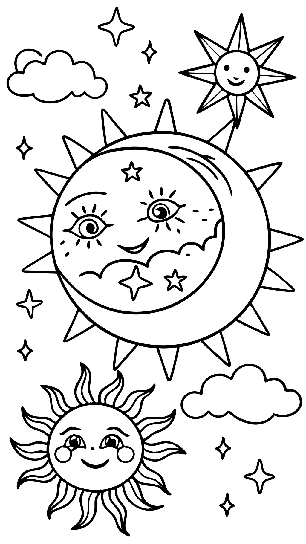 sun and moon coloring page